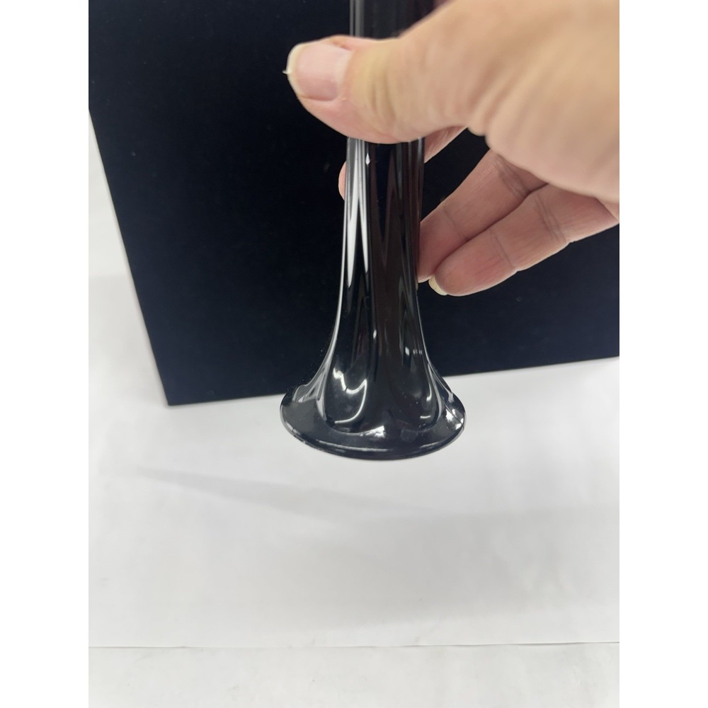 VTG  Black Amethyst Swung Style Ruffled Bud Vase MCM 8.5" - Picture 5 of 8